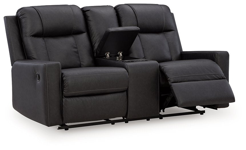 Mackmenville Reclining Loveseat with Console - galleria furniture outlet