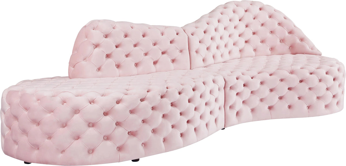 Royal Pink Velvet 2pc. Sectional