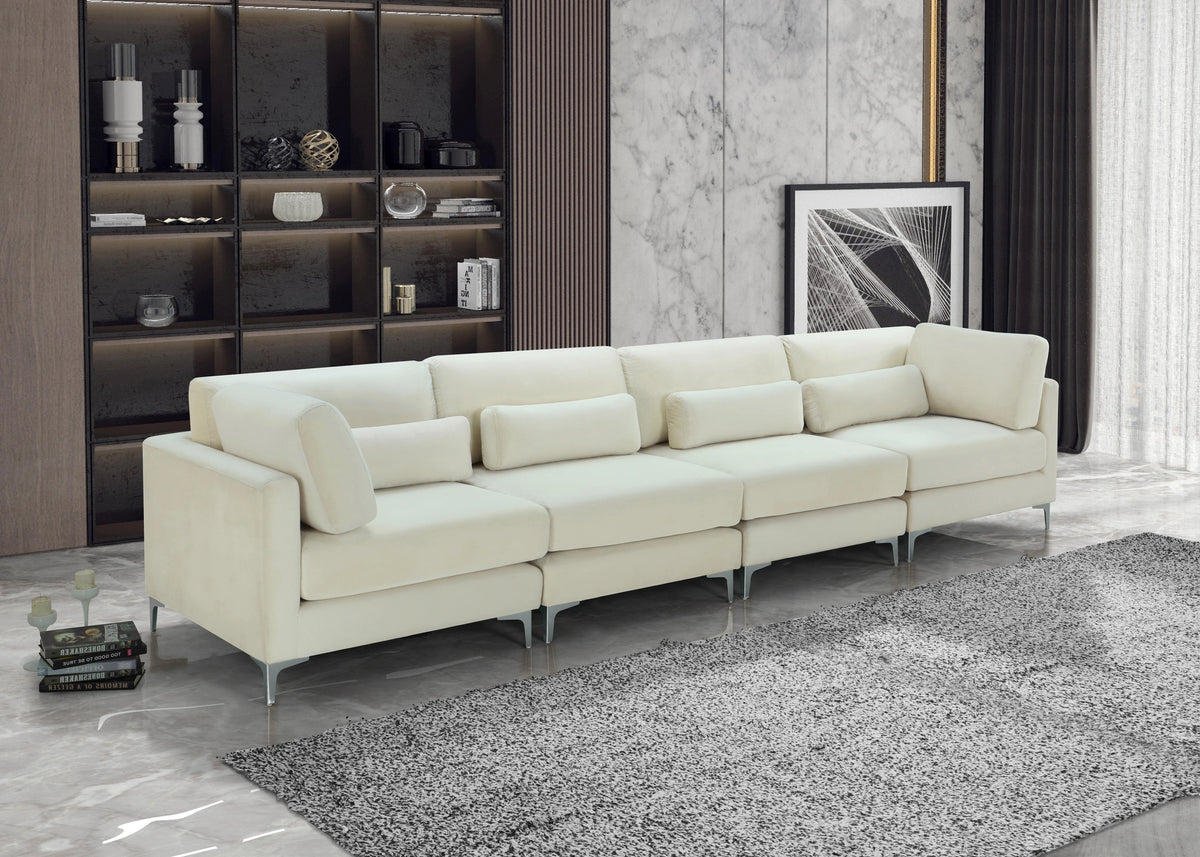 Julia Cream Velvet Modular Sofa (4 Boxes)