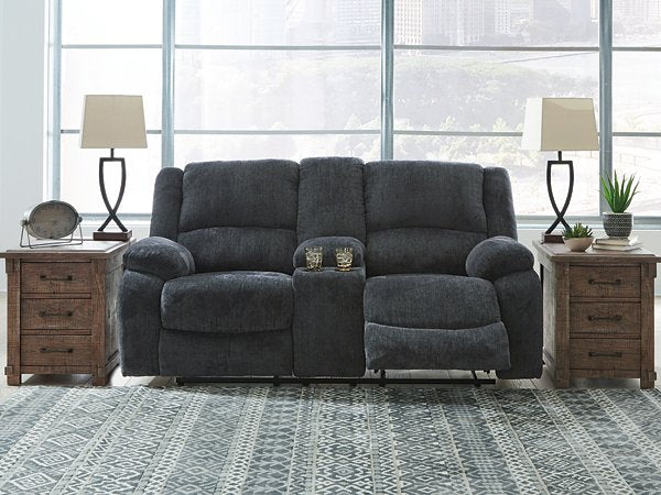 Draycoll Reclining Loveseat with Console - galleria furniture outlet
