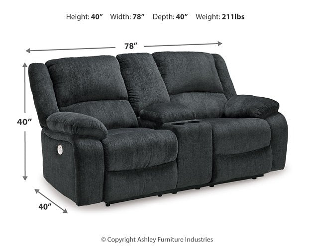 Draycoll Power Reclining Loveseat with Console - galleria furniture outlet