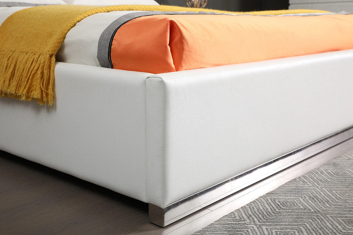 Chrysler Modern White Bonded Leather Bed