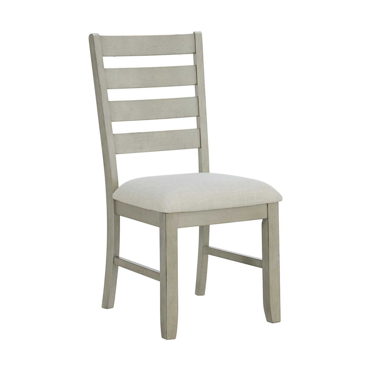 Farmington Ladder Back Dining Side Chair with Light Beige Fabric in Washed Stone (2 Per Carton)
