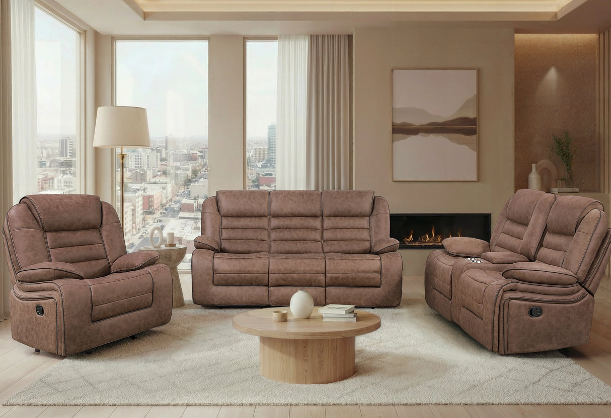U2250 Brown Reclining Sofa/Console Reclining Loveseat