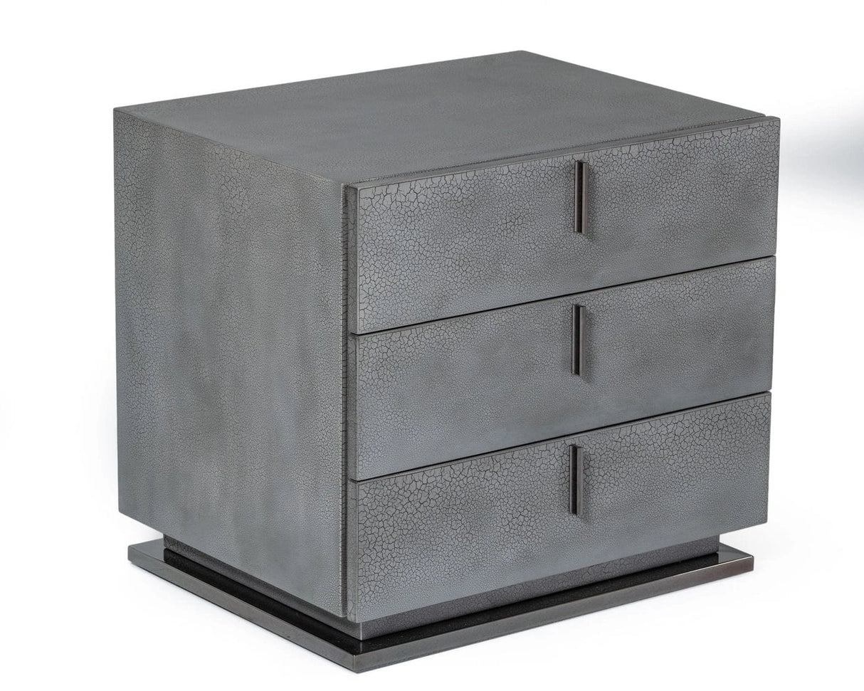 Buckley - Modern Grey & Black Stainless Steel Bed w/ Nightstands