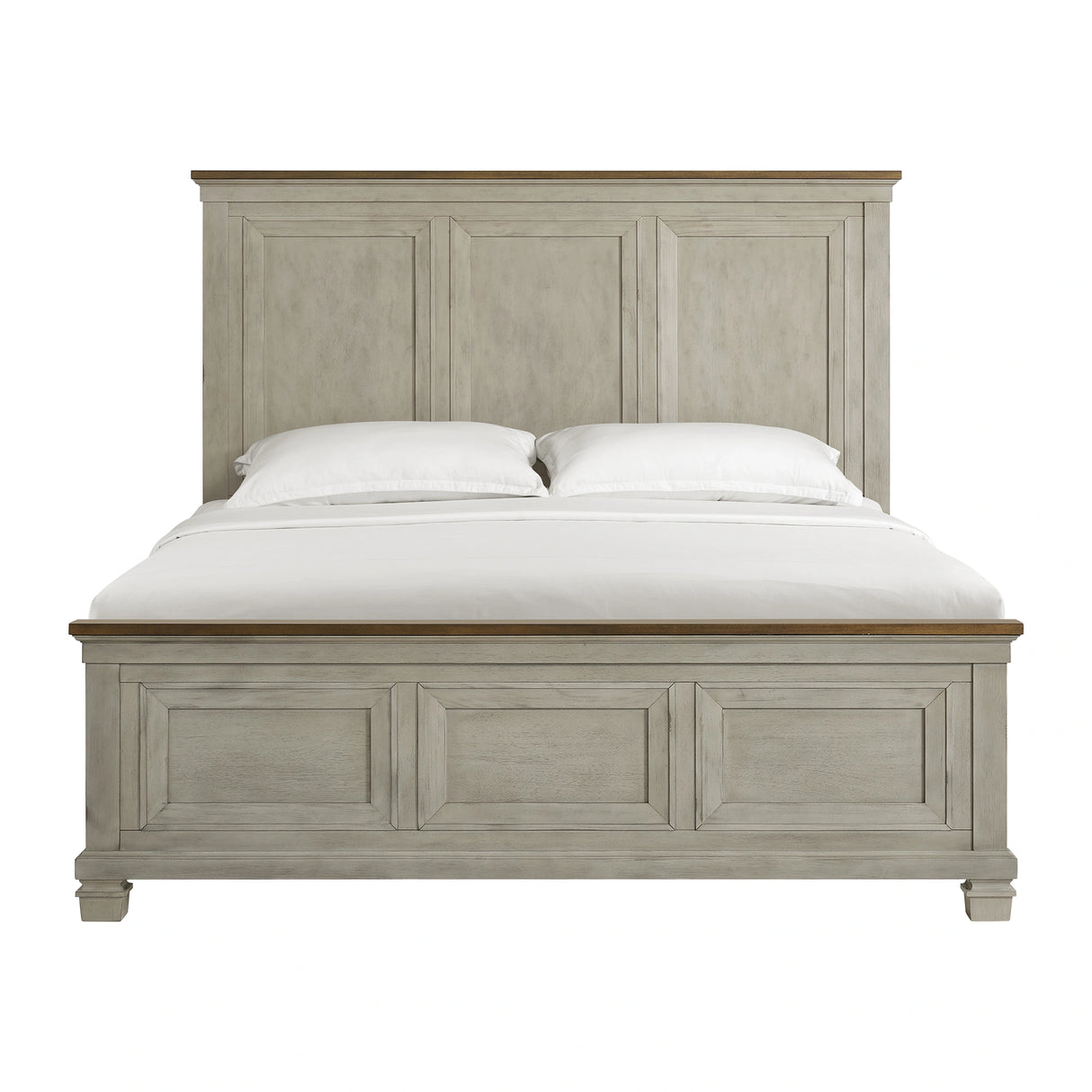 Farmington Panel Bed in Medium Brown and Washed Stone
