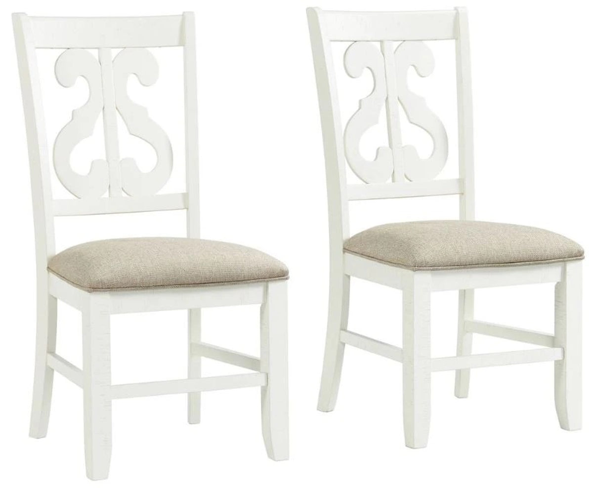 Elements International Stone Dining Chair (Set of 2) in White image