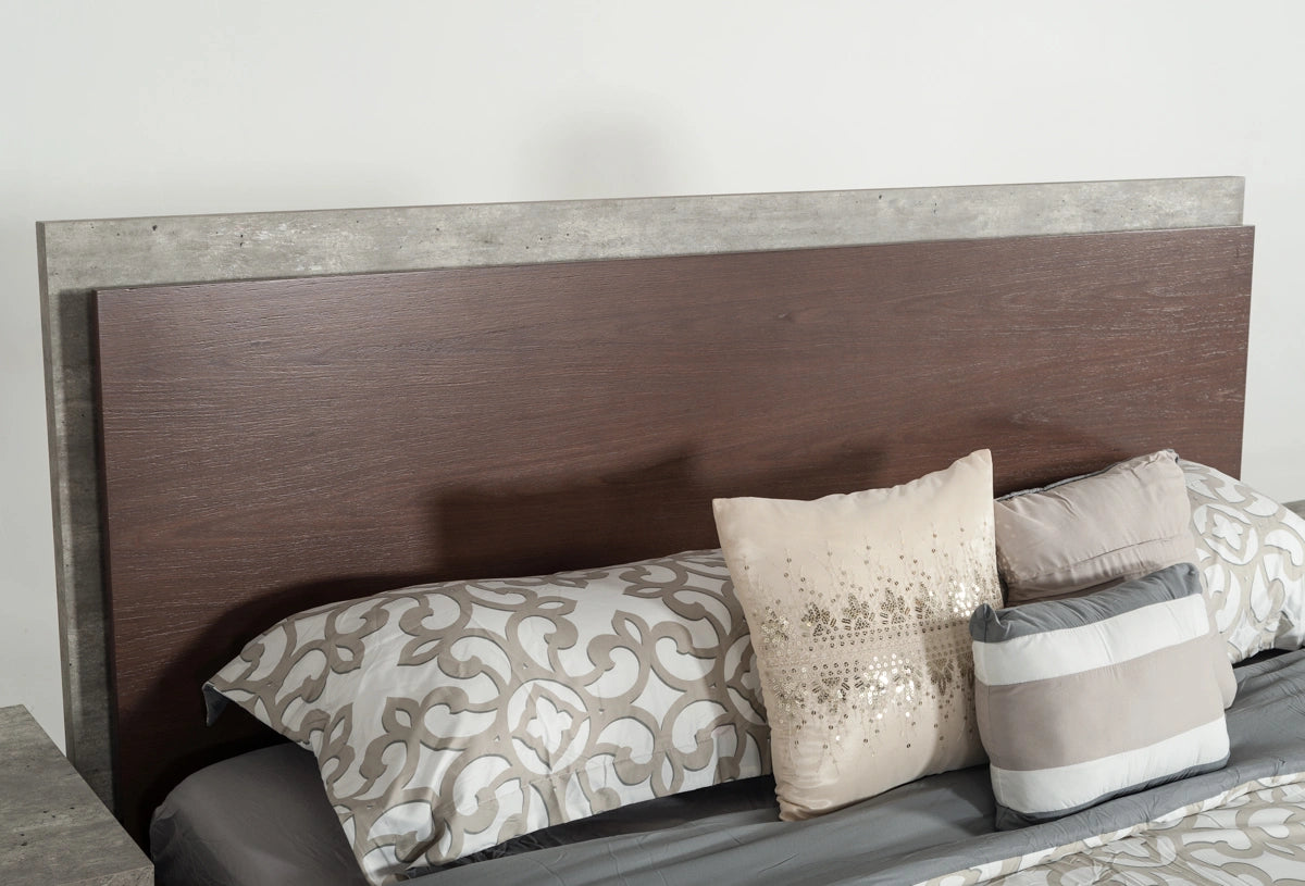 Conner Modern Dark Walnut & Faux Concrete Bed
