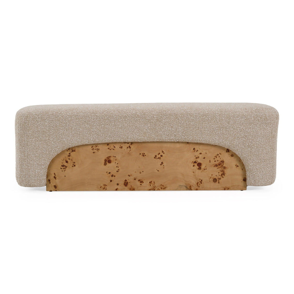 Mayfair - Contemporary Beige Fabric + Burl Bench Ottoman