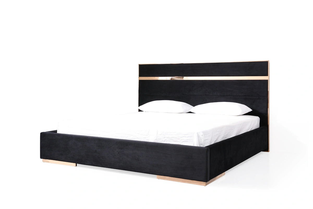 Cartier Modern Black & Rosegold Bedroom Set