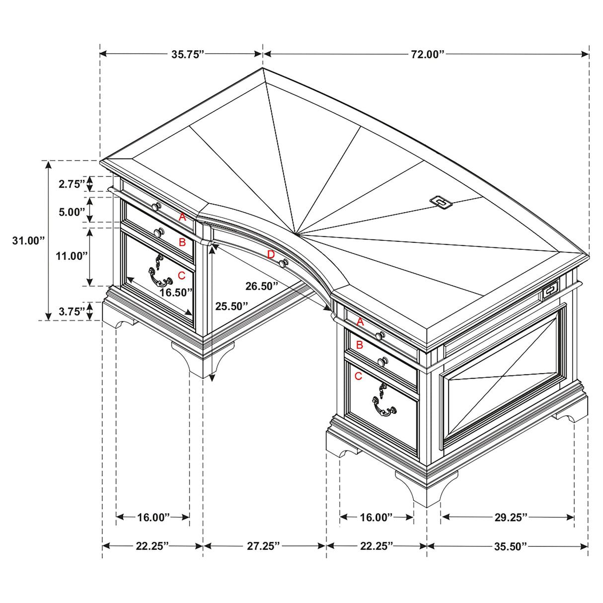 Hartshill Executive Desk - galleria furniture outlet