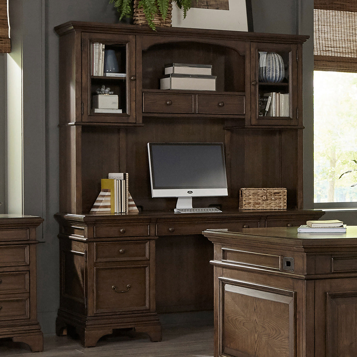 Hartshill Credenza Desk with Hutch - galleria furniture outlet