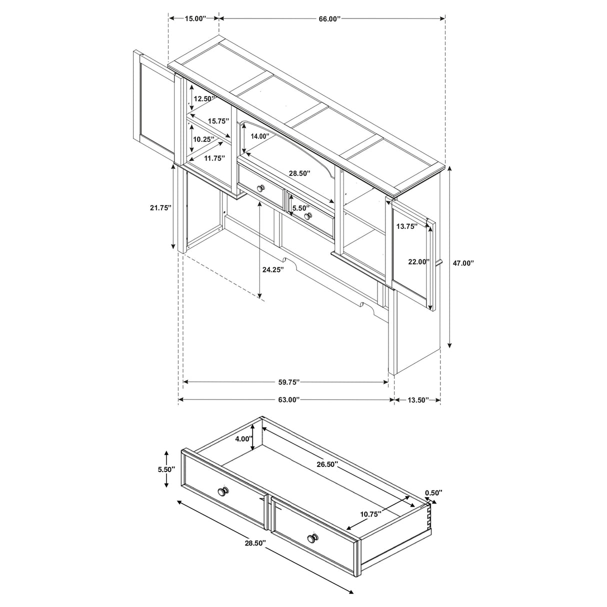 Hartshill Credenza Desk with Hutch - galleria furniture outlet