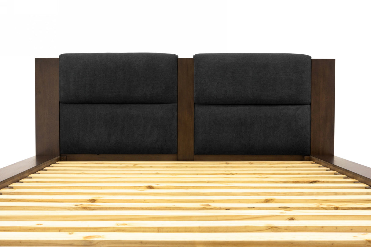 Fantasia - Contemporary Dark Walnut and Dark Grey Bed