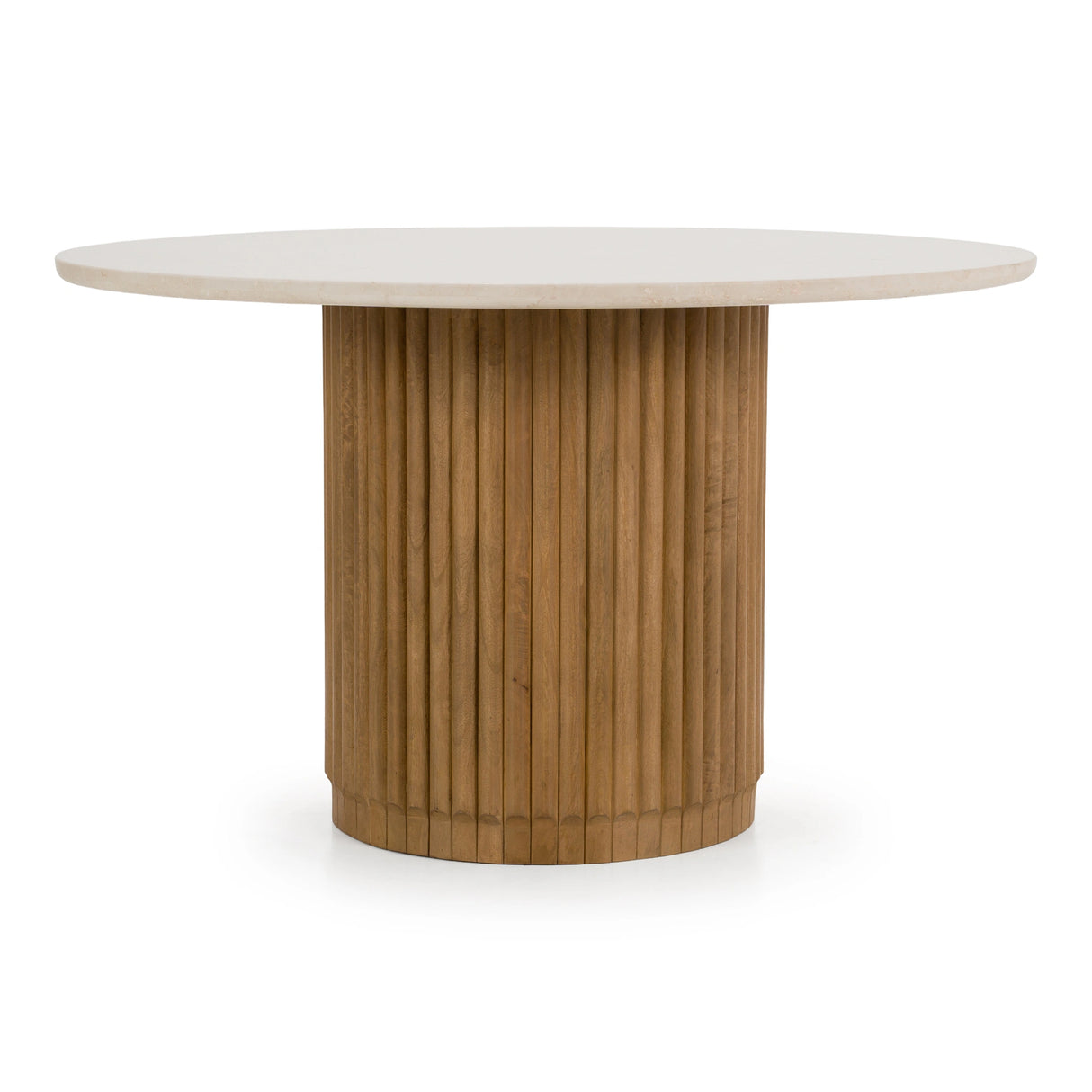 Bambi - Modern Botticino Marble + Mango Round Dining Table