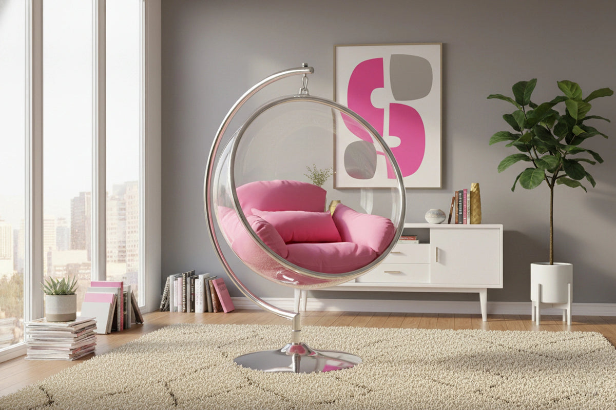 Luna Pink Durable Fabric Acrylic Swing Chair