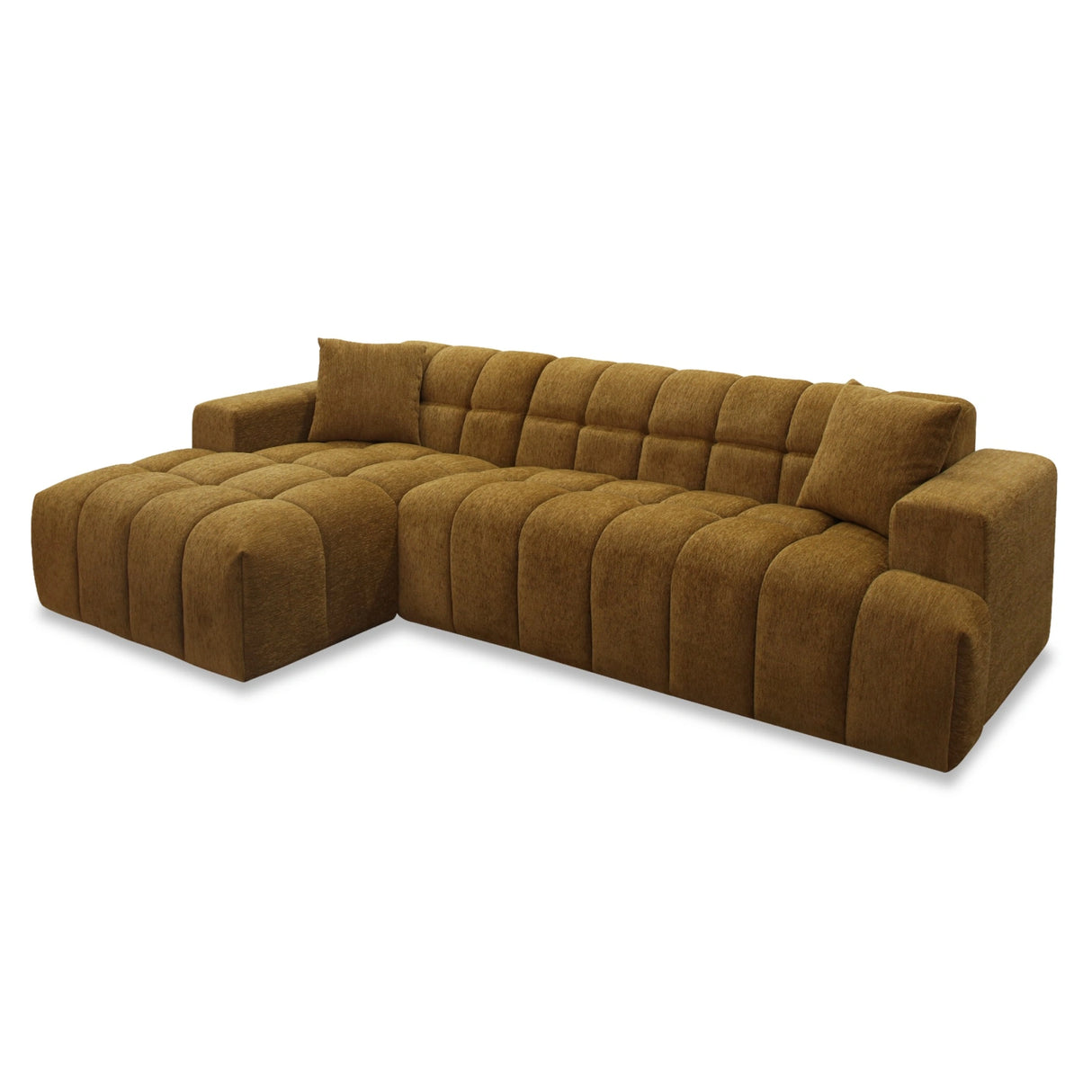 Shapiro - Modern Brown Fabric Sectional Sofa w/ Left Facing Chaise