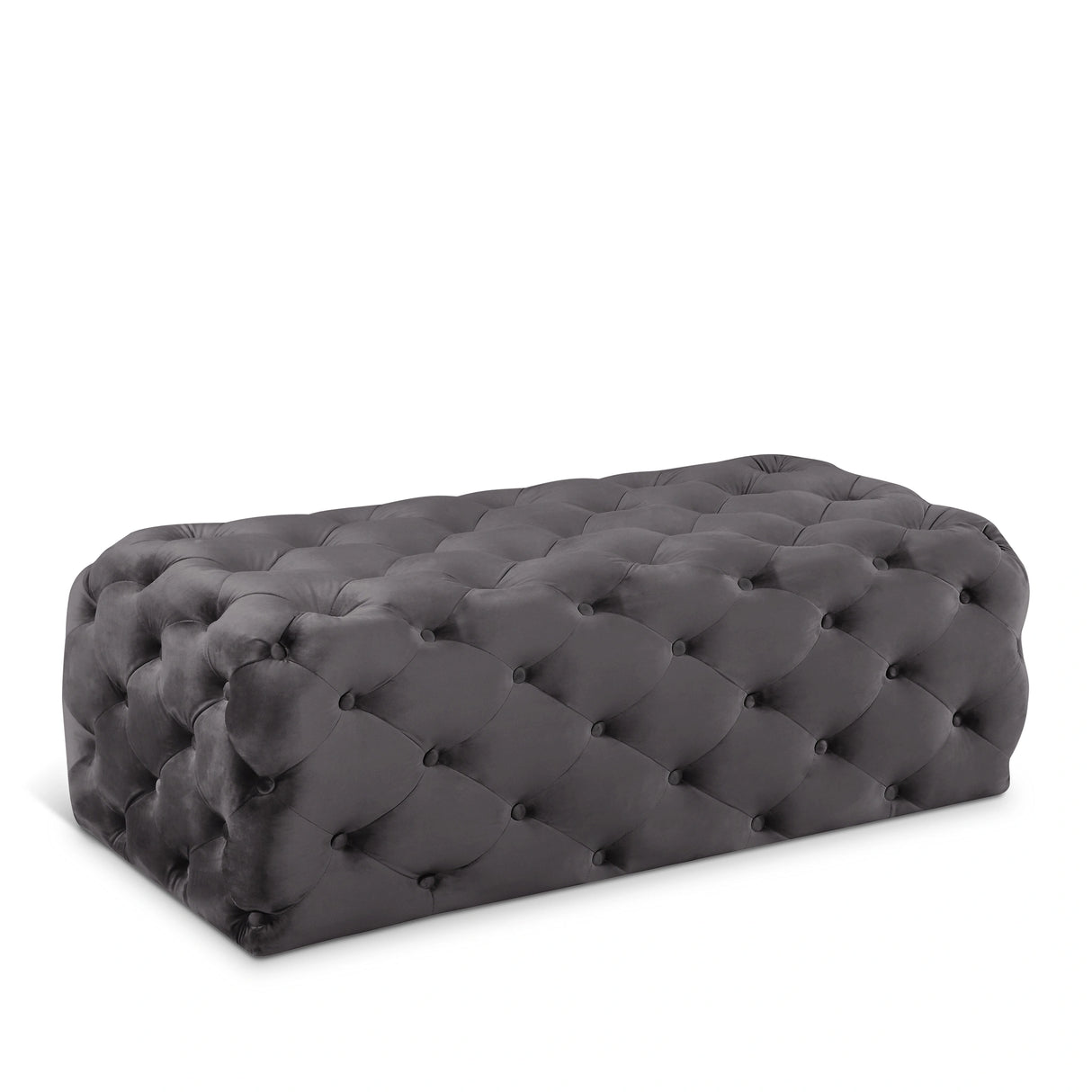 Casey Grey Velvet Ottoman/Bench