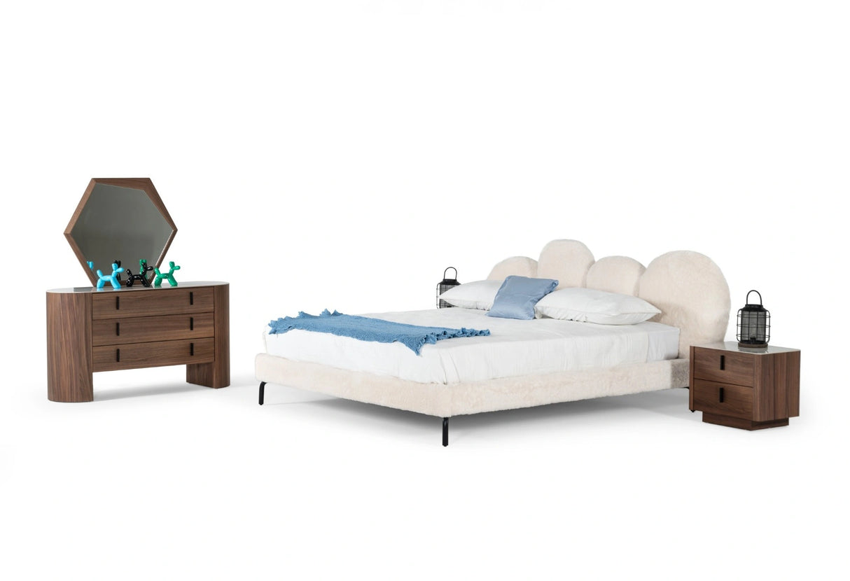Destiny - Contemporary White Sherpa Bubble Bed