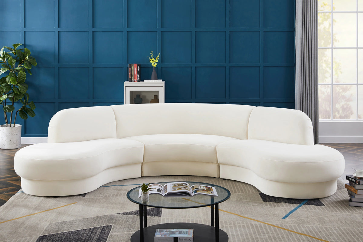 Rosa Cream Velvet 3pc. Sectional (3 Boxes)