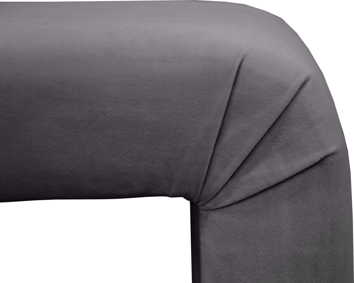 Minimalist Grey Velvet Bench