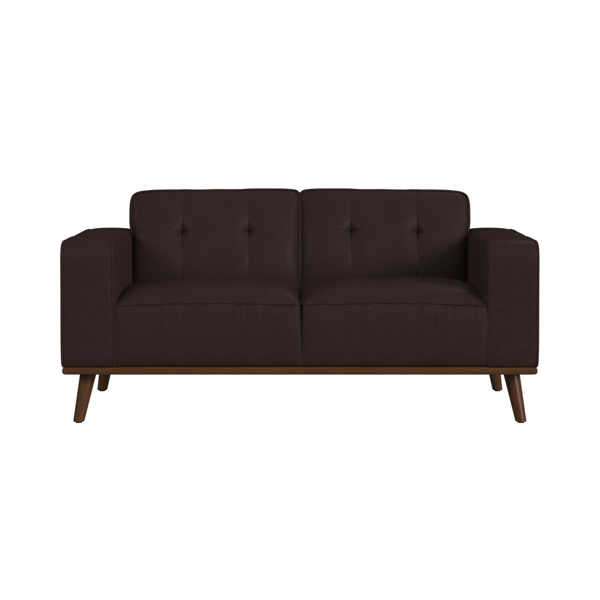 Destiny Loveseat with Wood Front in Pebble Brown