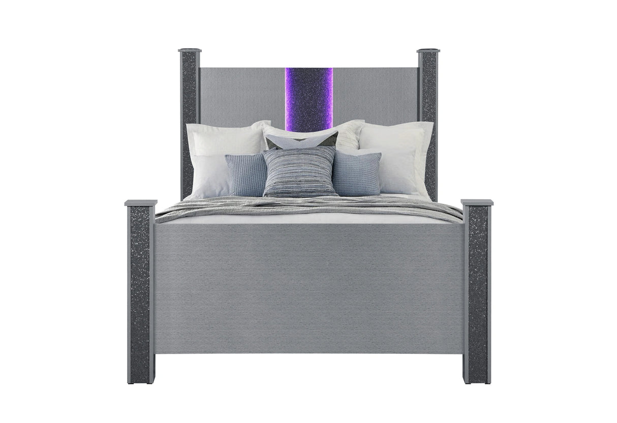 Logan Silver Bed with LED and Speakers