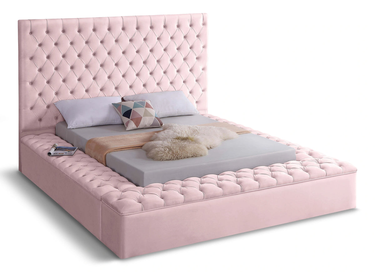 Bliss Pink Velvet Full Bed (3 Boxes)