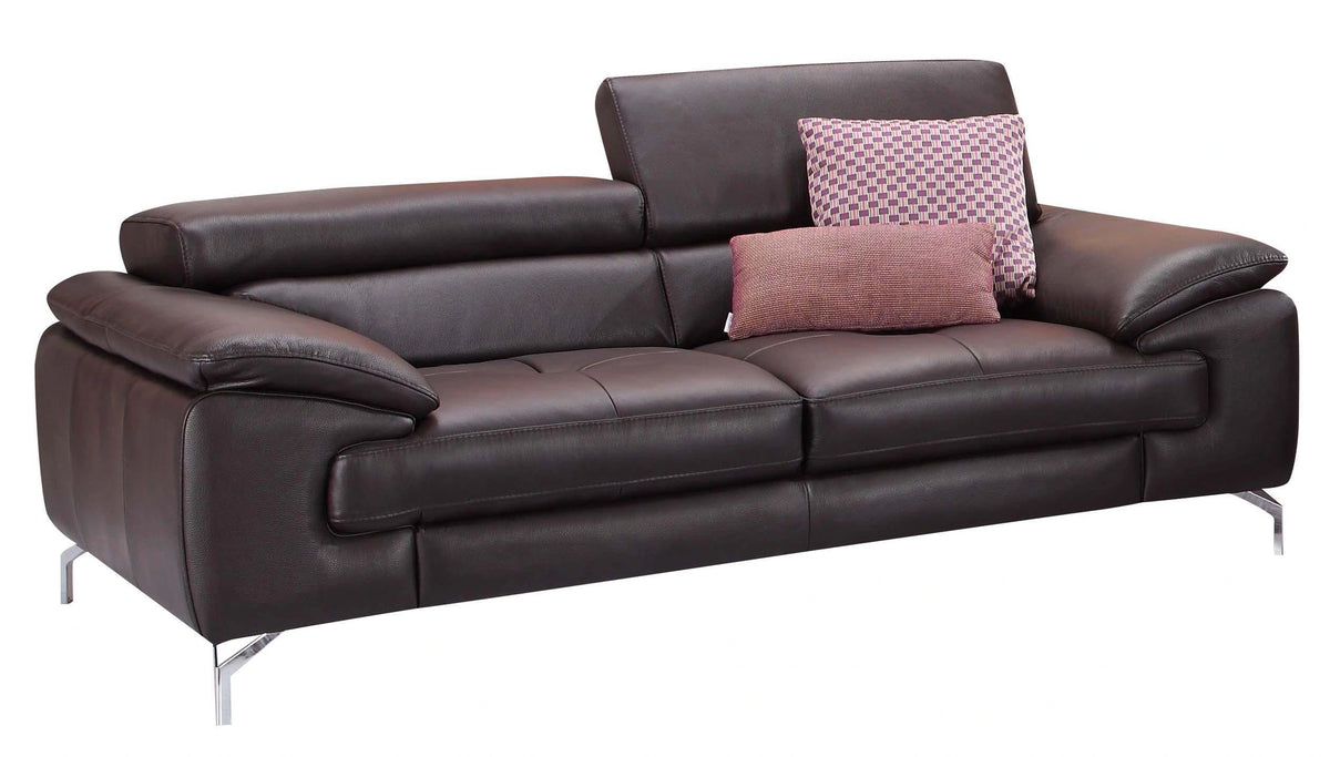 J&M Furniture A973 Italian Leather Loveseat in Coffee