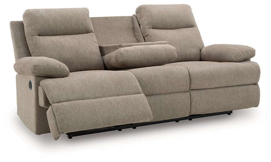 Side-Swipe Reclining Sofa with Drop Down Table - galleria furniture outlet