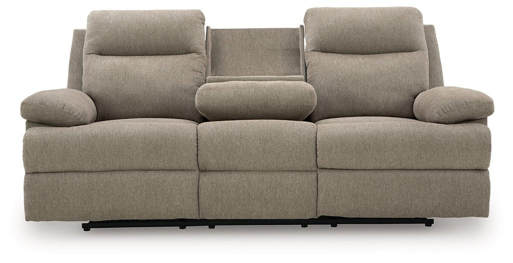 Side-Swipe Reclining Sofa with Drop Down Table - galleria furniture outlet