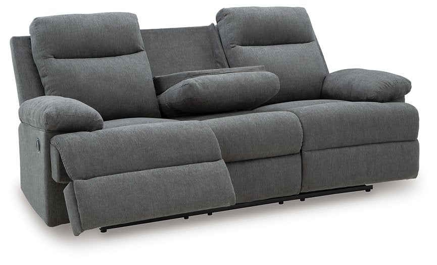 Side-Swipe Reclining Sofa with Drop Down Table - galleria furniture outlet