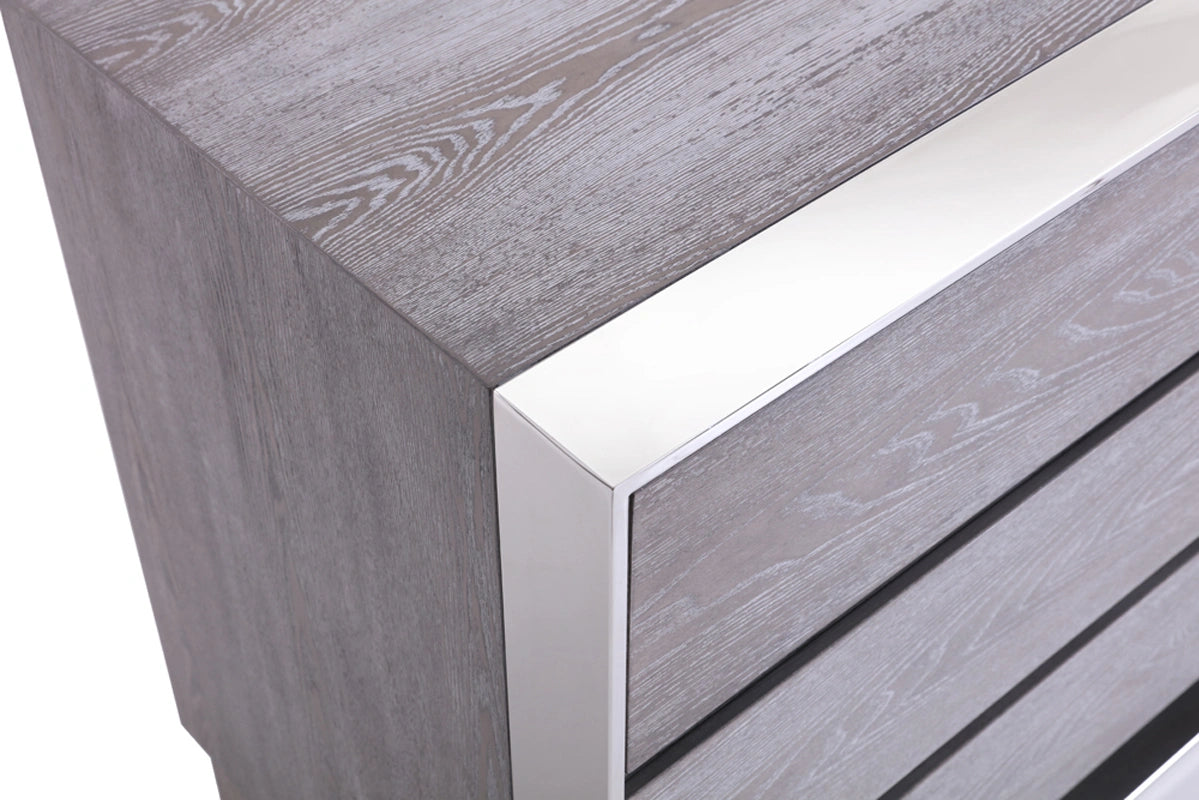 Arlene Modern Grey Elm & Stainless Steel Bedroom Set