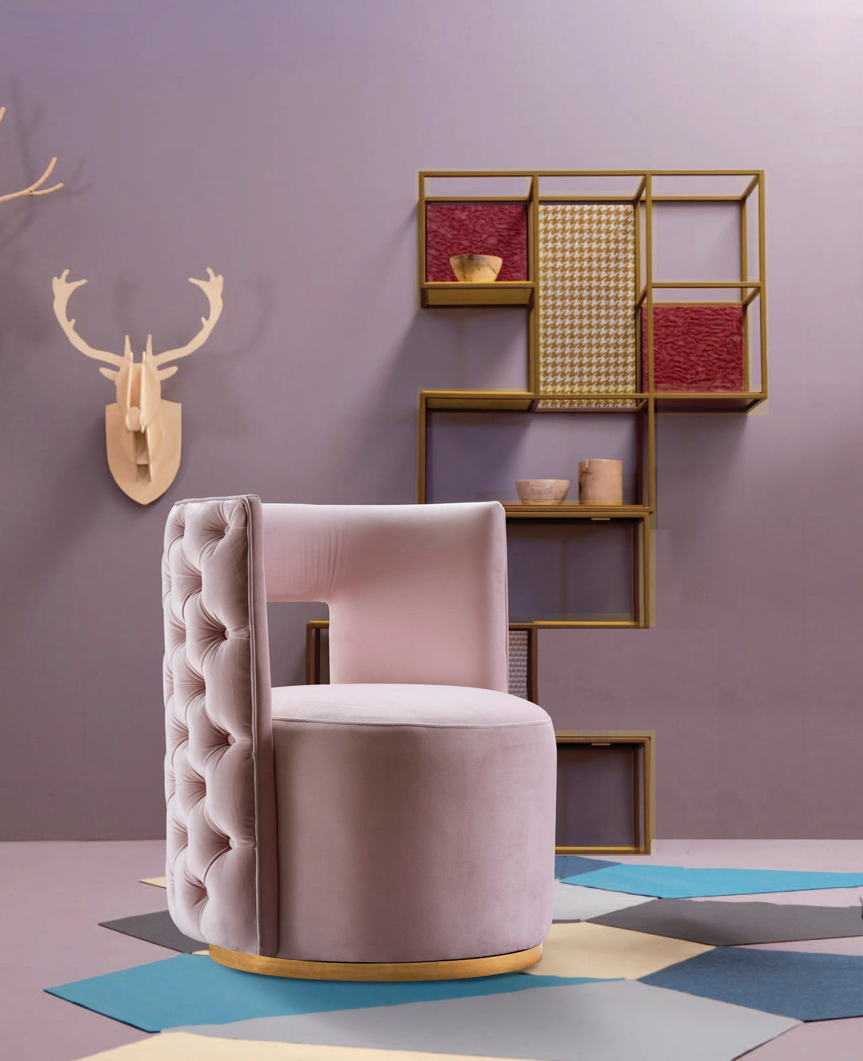 Theo Pink Velvet Accent Chair