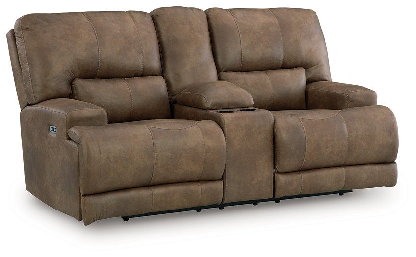 Beckley Place Power Reclining Loveseat with Console - galleria furniture outlet