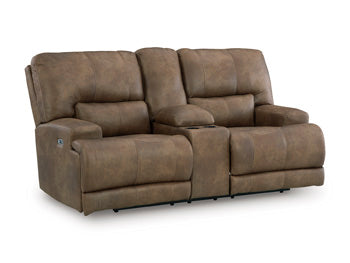 Beckley Place Power Reclining Loveseat with Console - galleria furniture outlet