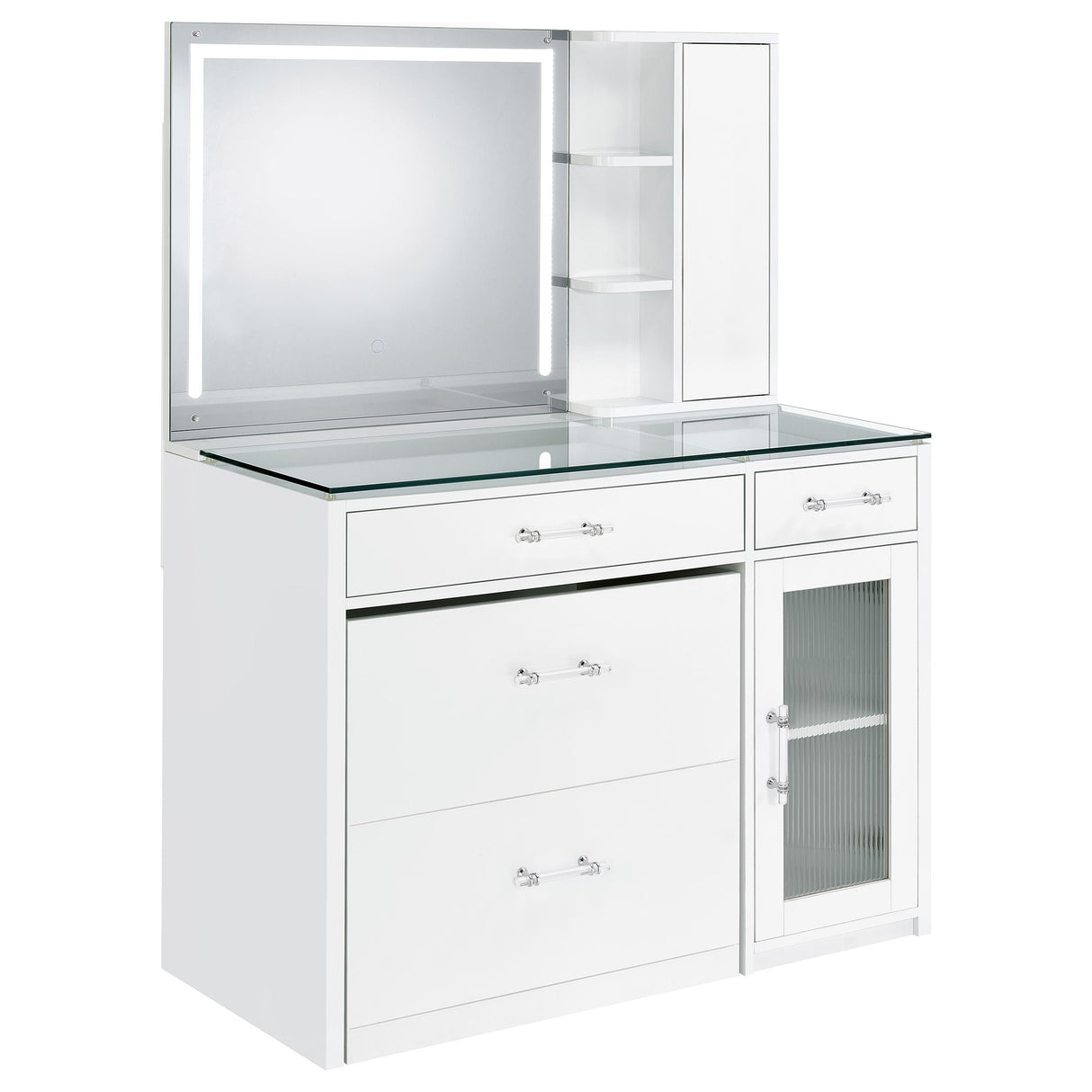Flora Makeup Vanity Table with LED Mirror and Stool - galleria furniture outlet