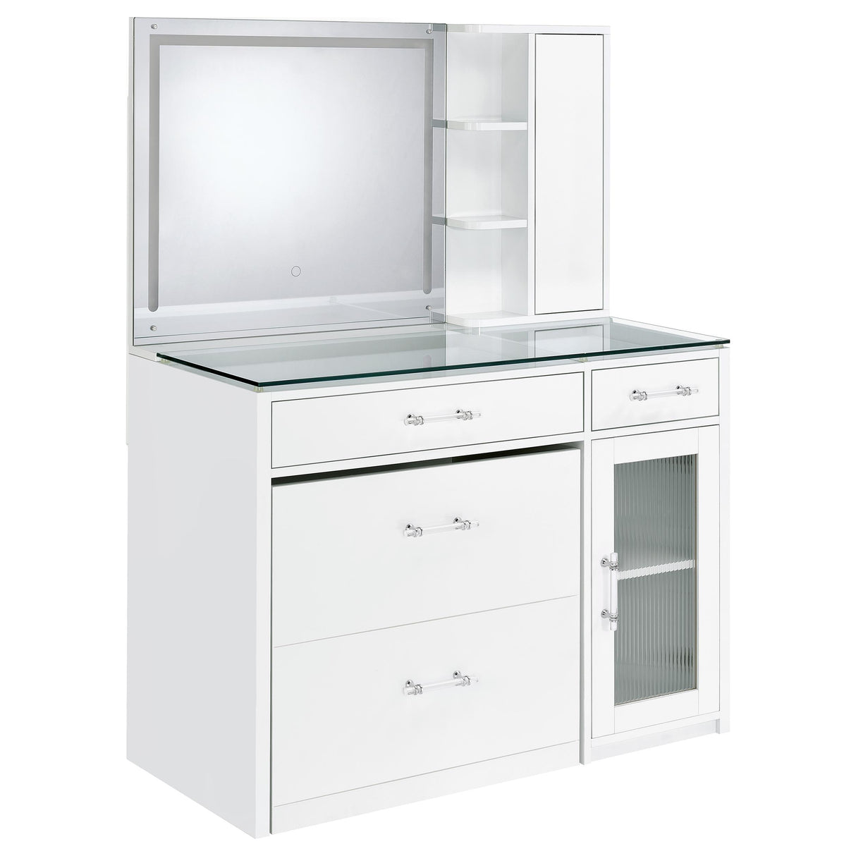 Flora Makeup Vanity Table with LED Mirror and Stool - galleria furniture outlet