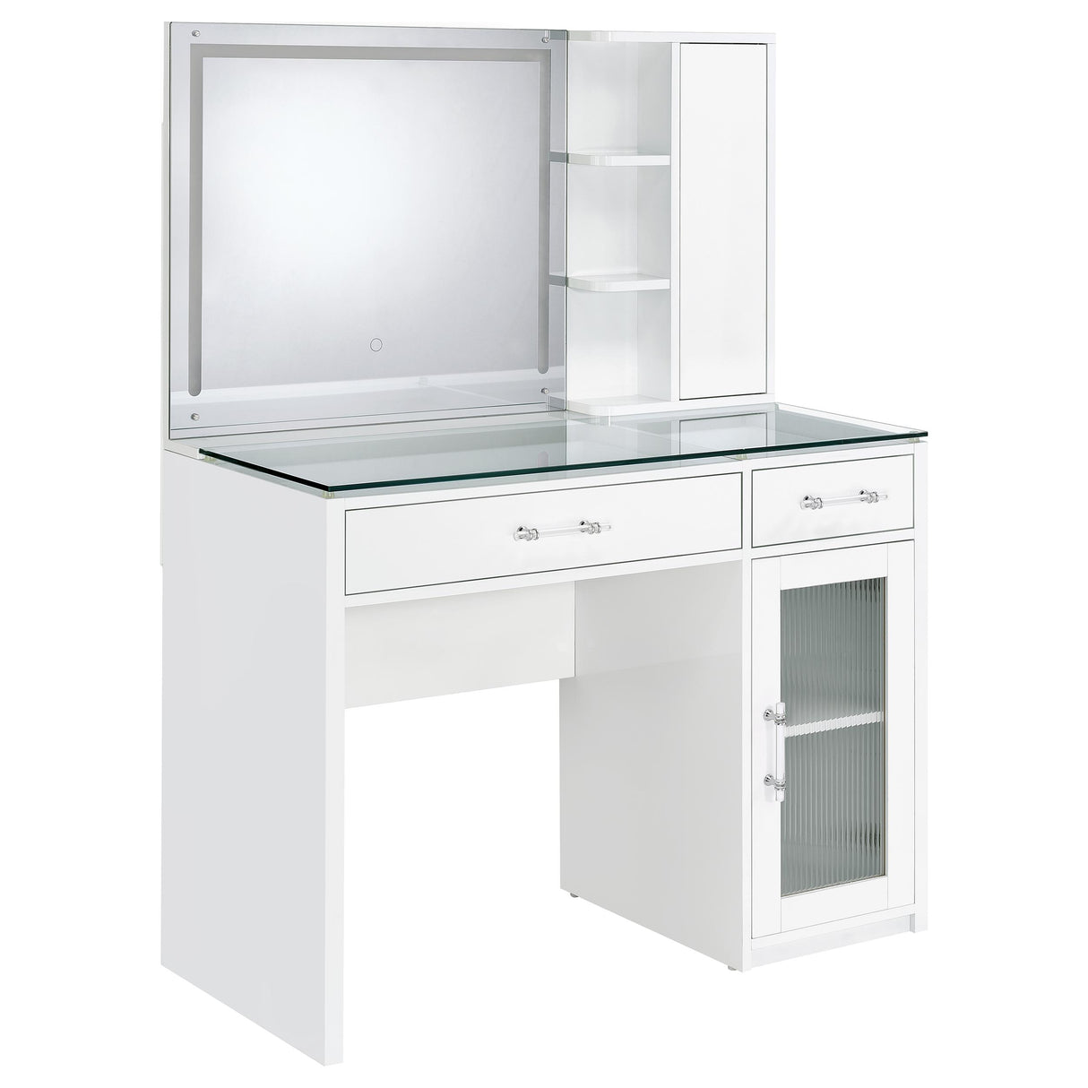 Flora Makeup Vanity Table with LED Mirror and Stool - galleria furniture outlet