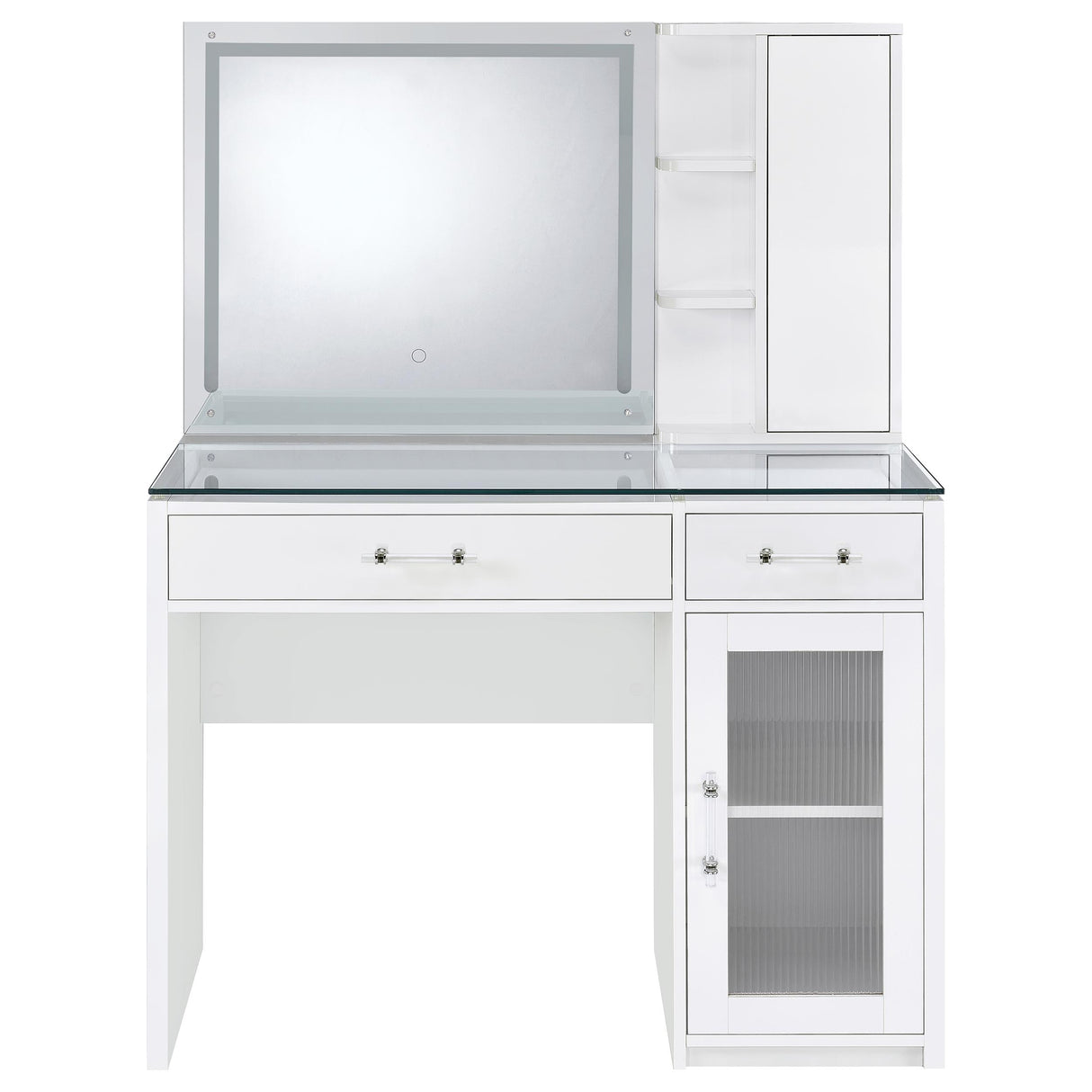 Flora Makeup Vanity Table with LED Mirror and Stool - galleria furniture outlet