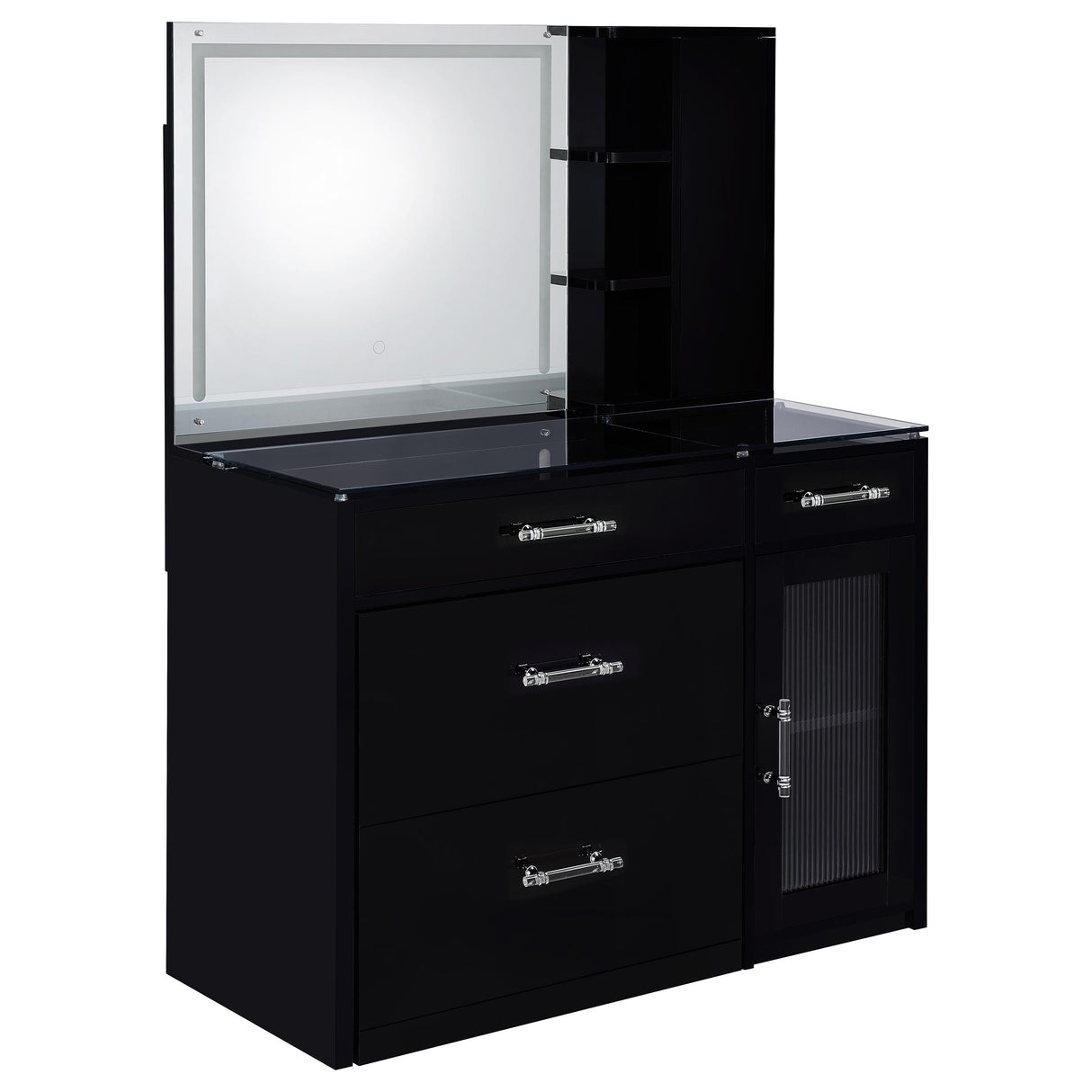 Flora Makeup Vanity Table with LED Mirror and Stool - galleria furniture outlet