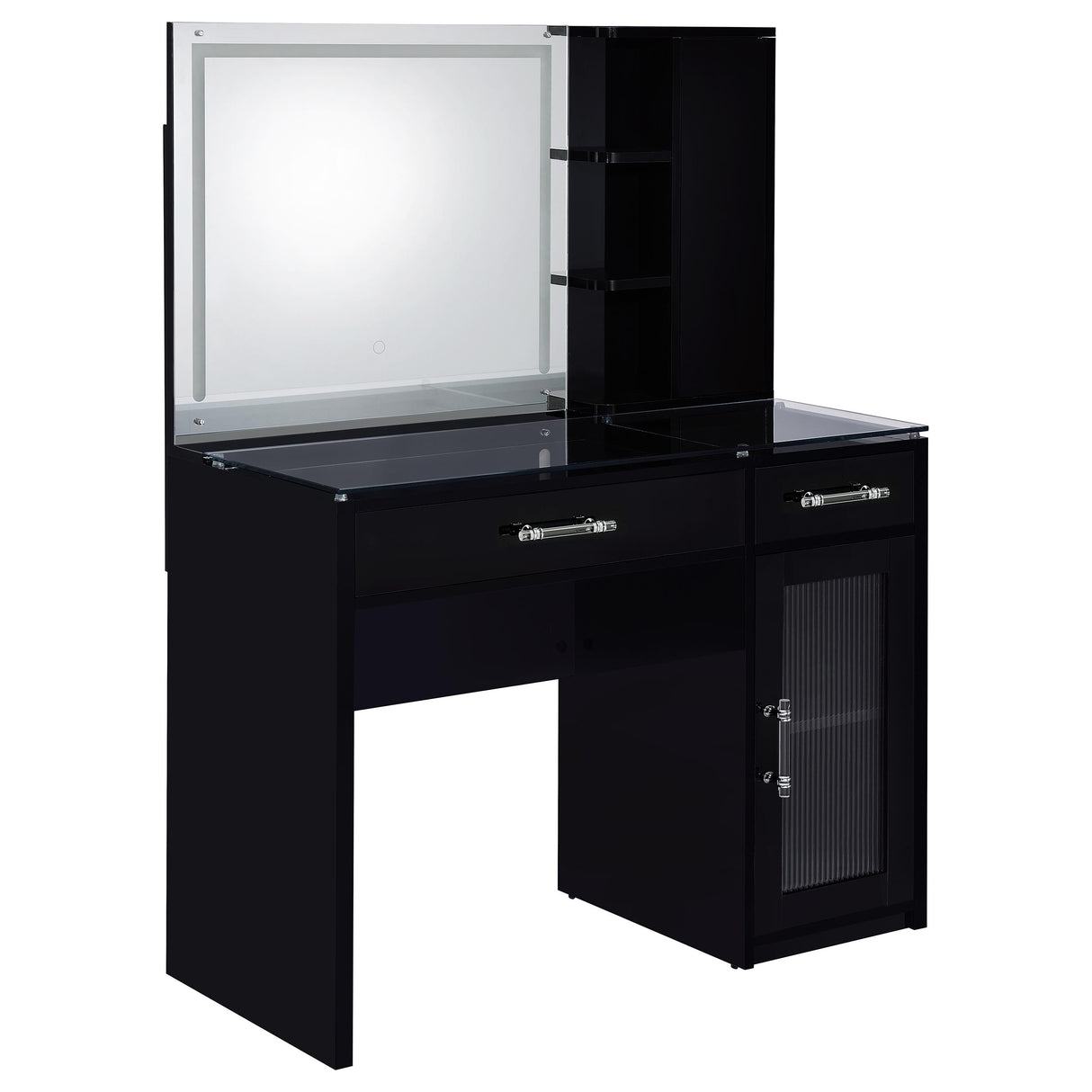 Flora Makeup Vanity Table with LED Mirror and Stool - galleria furniture outlet