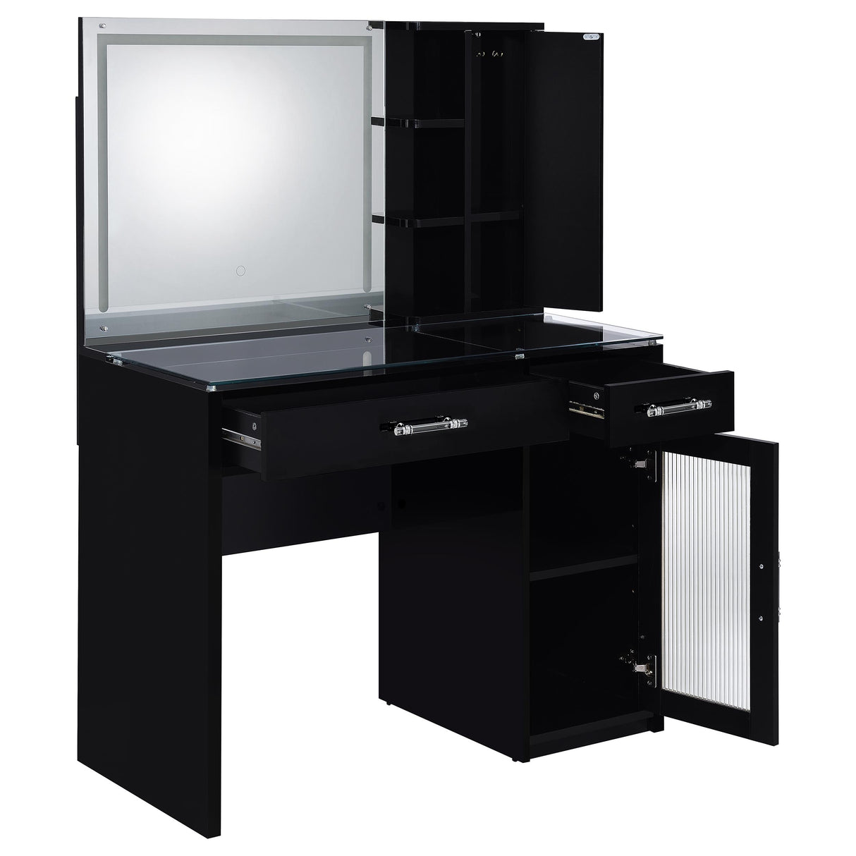 Flora Makeup Vanity Table with LED Mirror and Stool - galleria furniture outlet