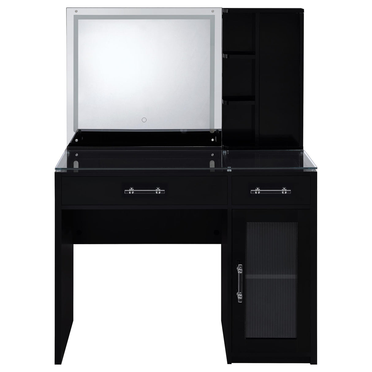 Flora Makeup Vanity Table with LED Mirror and Stool - galleria furniture outlet