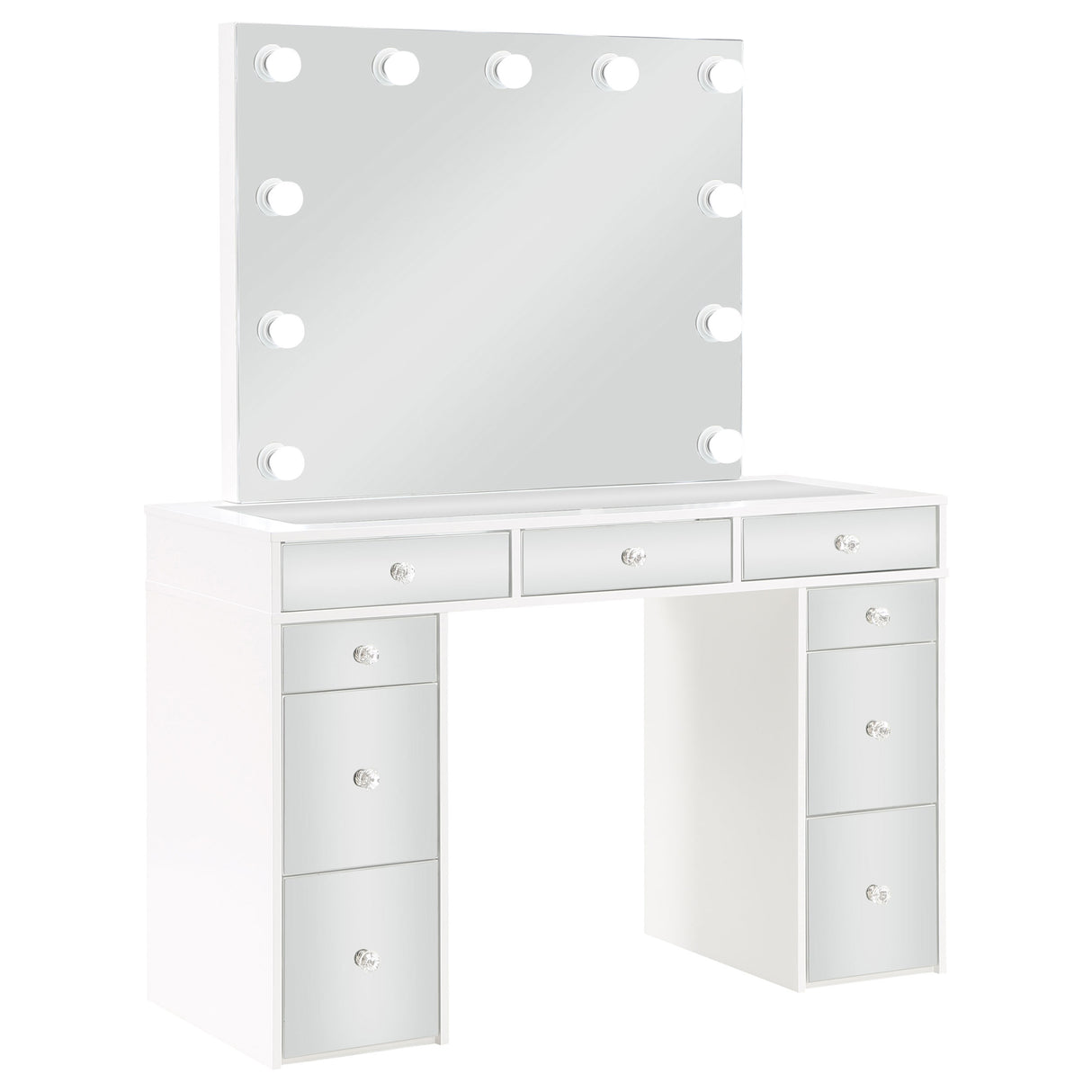 Regina Makeup Vanity Table with LED Mirror and Stool - galleria furniture outlet