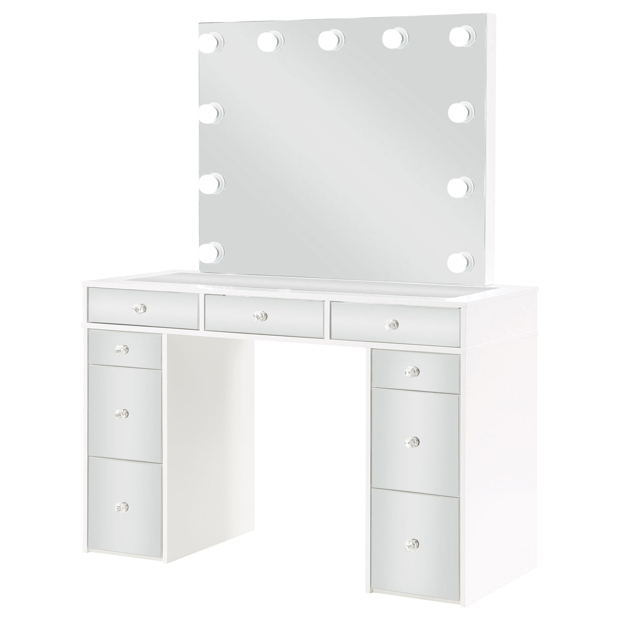 Regina Makeup Vanity Table with LED Mirror and Stool - galleria furniture outlet