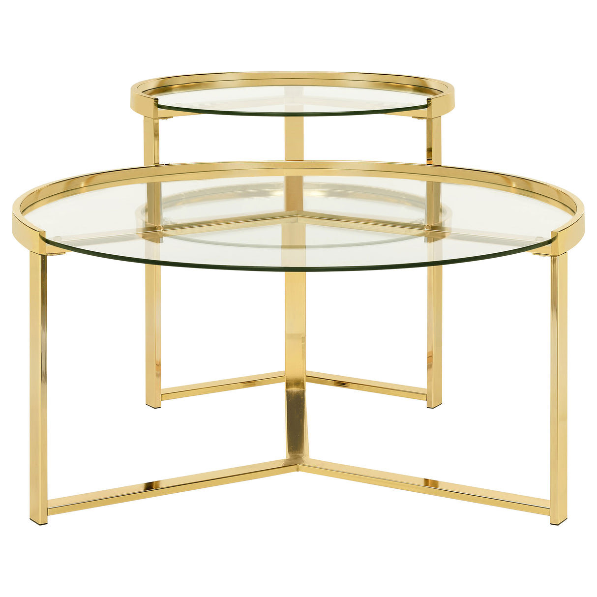 Delia 2-Piece Round Glass Top Nesting Coffee Table Clear and Chrome