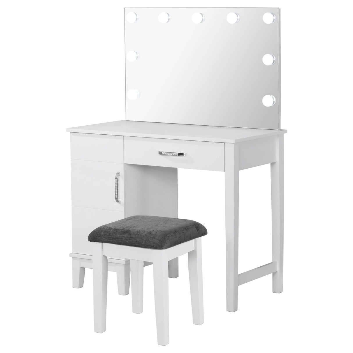 Elijah Makeup Vanity Table with LED Mirror and Stool - galleria furniture outlet