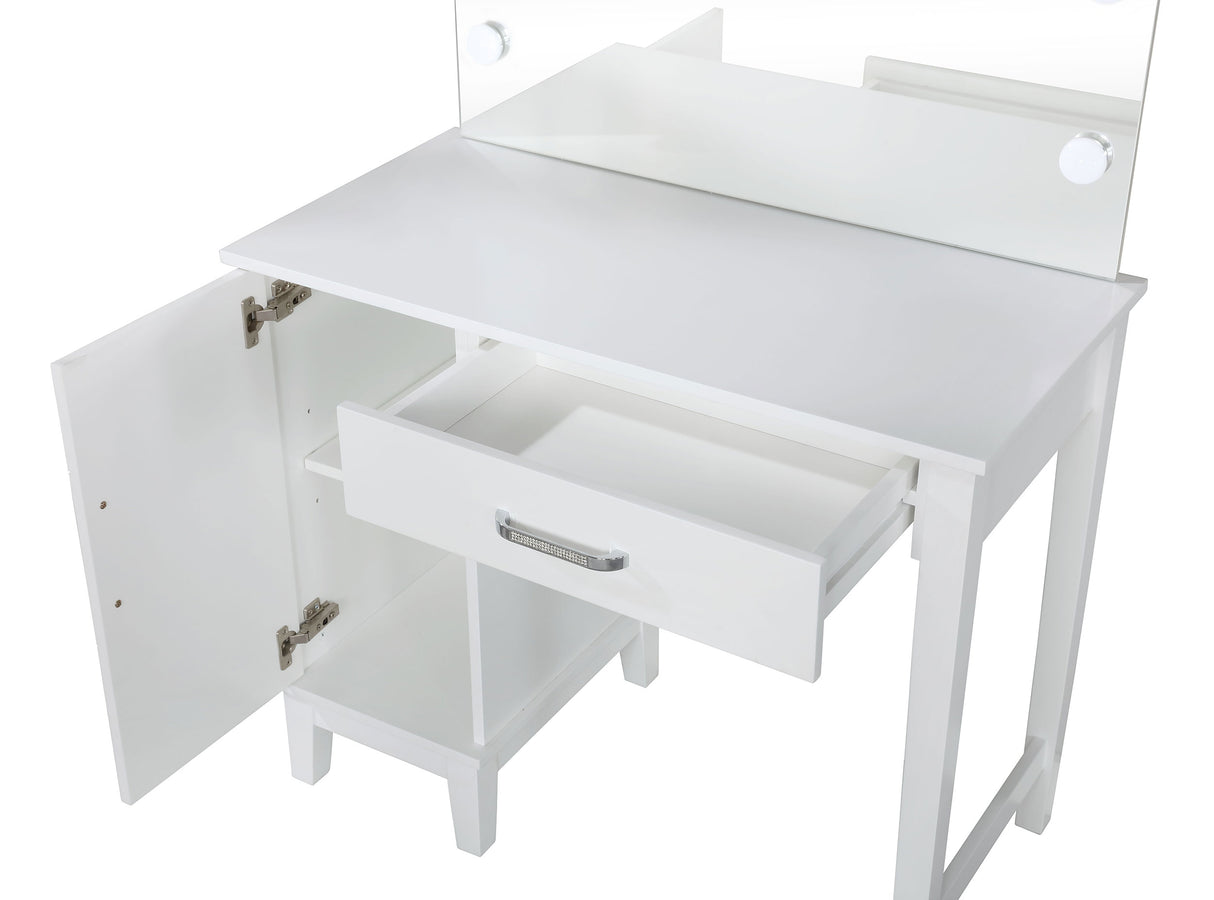 Elijah Makeup Vanity Table with LED Mirror and Stool - galleria furniture outlet