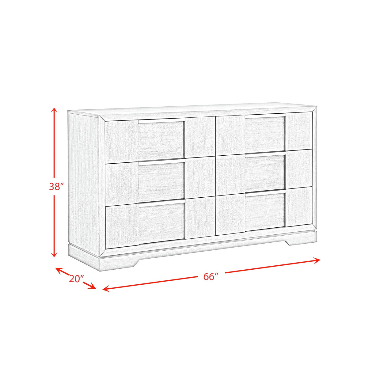 Kelis 6-Drawer Dresser in Grey